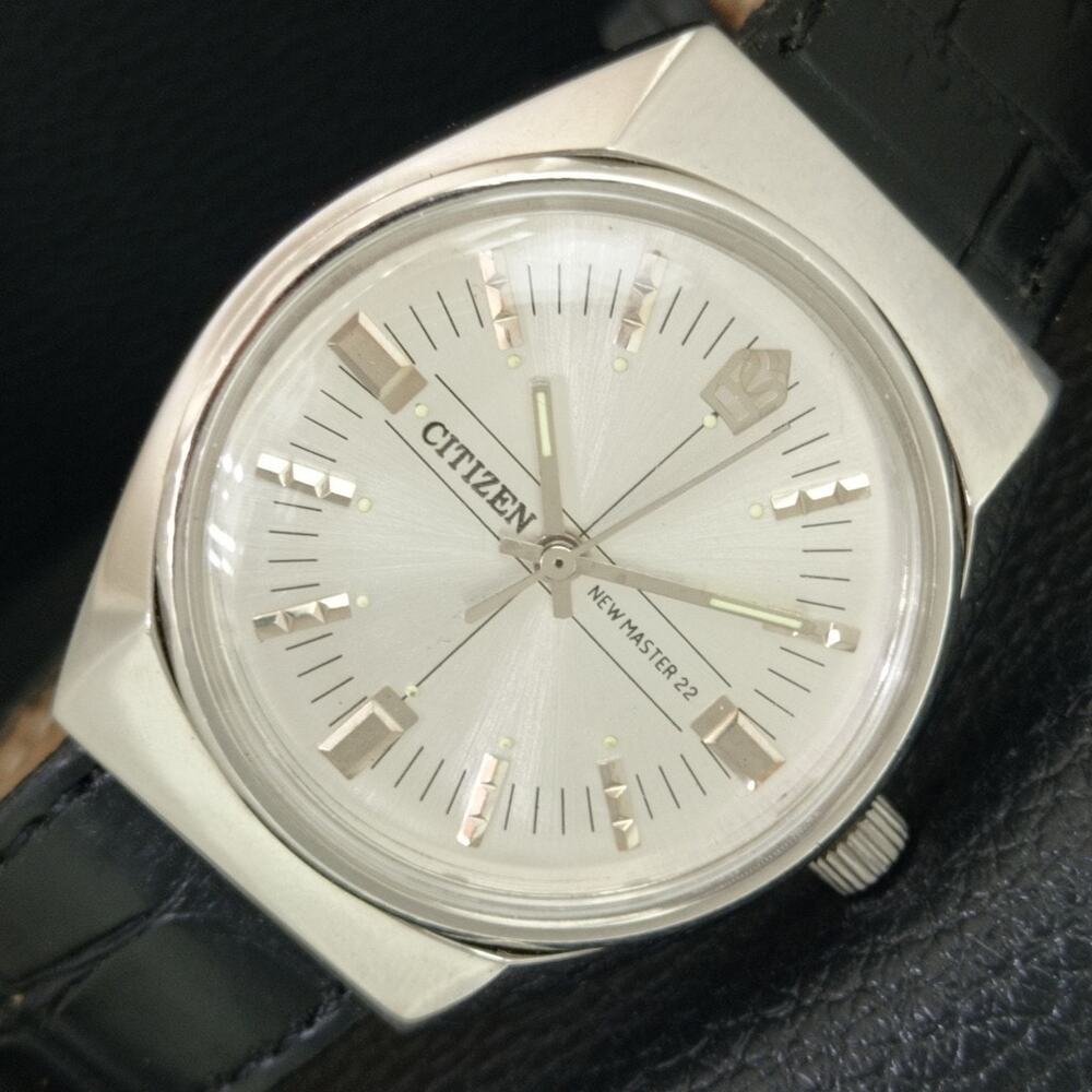 Vintage 1984 Citizen Manual Wound Mens Silver Watch & Silver Accents